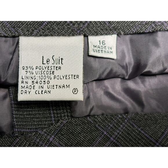 Le Suit Gray Purple Plaid Dress Pants Womens 16 Straight Leg High Rise Casual - Picture 3 of 8